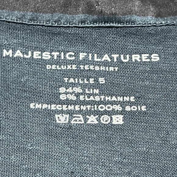 Majestic Filatures Women’s Deluxe Teeshirt Long Sleeve Button-Down Navy Size 5 - Picture 2 of 6